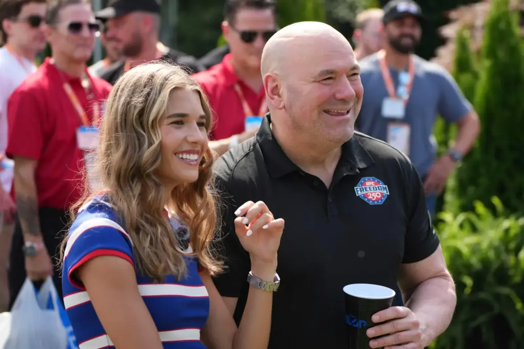 Kai Trump, left, and UFC President and CEO Dana White...