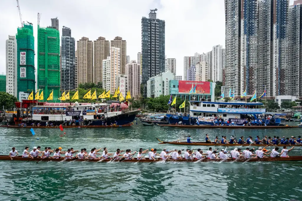 Competitors take part in the Aberdeen Dragon Boat Race to...