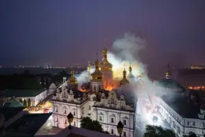 Russia unleashes a major barrage on Ukraine, killing 11 and damaging a renowned religious site