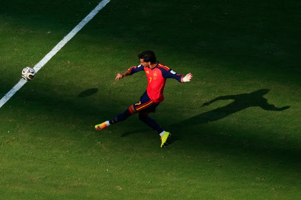 Spain’s Ferran Torres scores their first goal during the World...