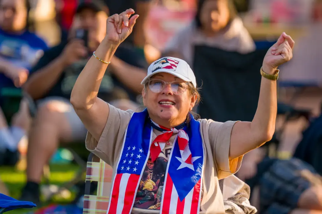 Mary Lopez of Stanton dances to the song âLa Bambaâ...