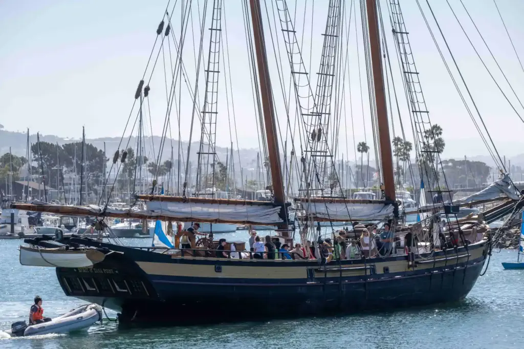 Ocean Institute campers head out of Dana Point Harbor aboard...