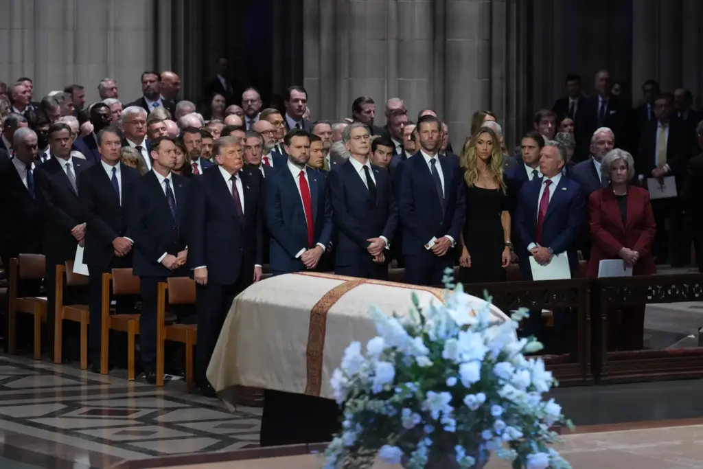 President Donald Trump, Vice President JD Vance and others attend the funeral of Sen. Lindsey Graham.