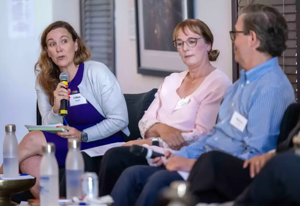Moderator Gillian Hayes, left, a Vice Provost and Chancellorâs Professor...