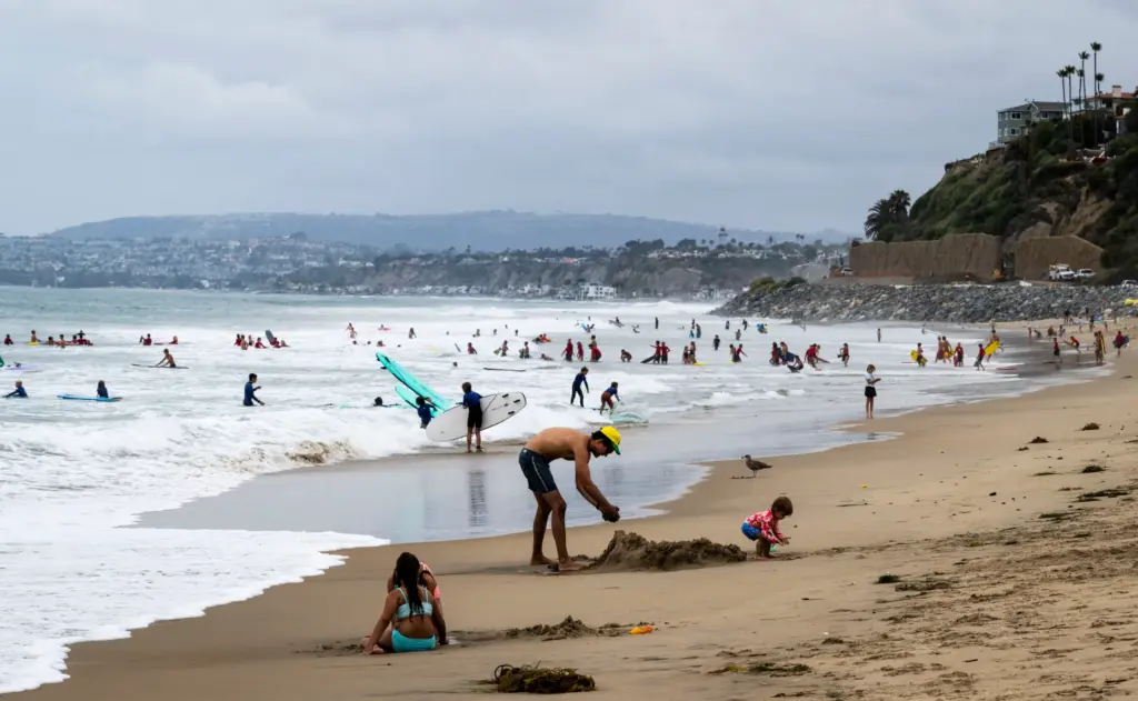 People visit the beach in San Clemente on Wednesday, July...