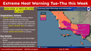 Extreme heat warning covers much of LA County, inland Orange County