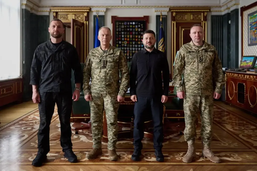In this photo provided by the Ukrainian Presidential Press Office,...