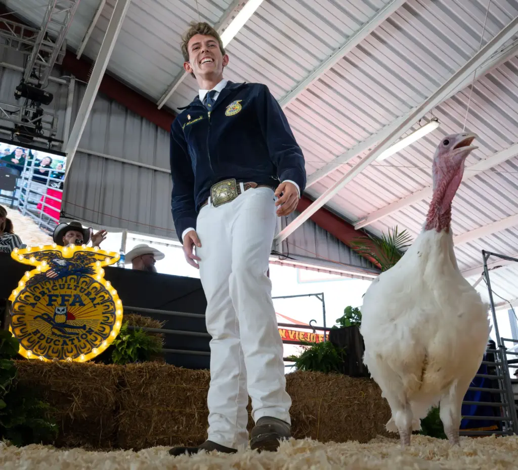 David Wisniewski with La Habra High School’s FFA program shows...