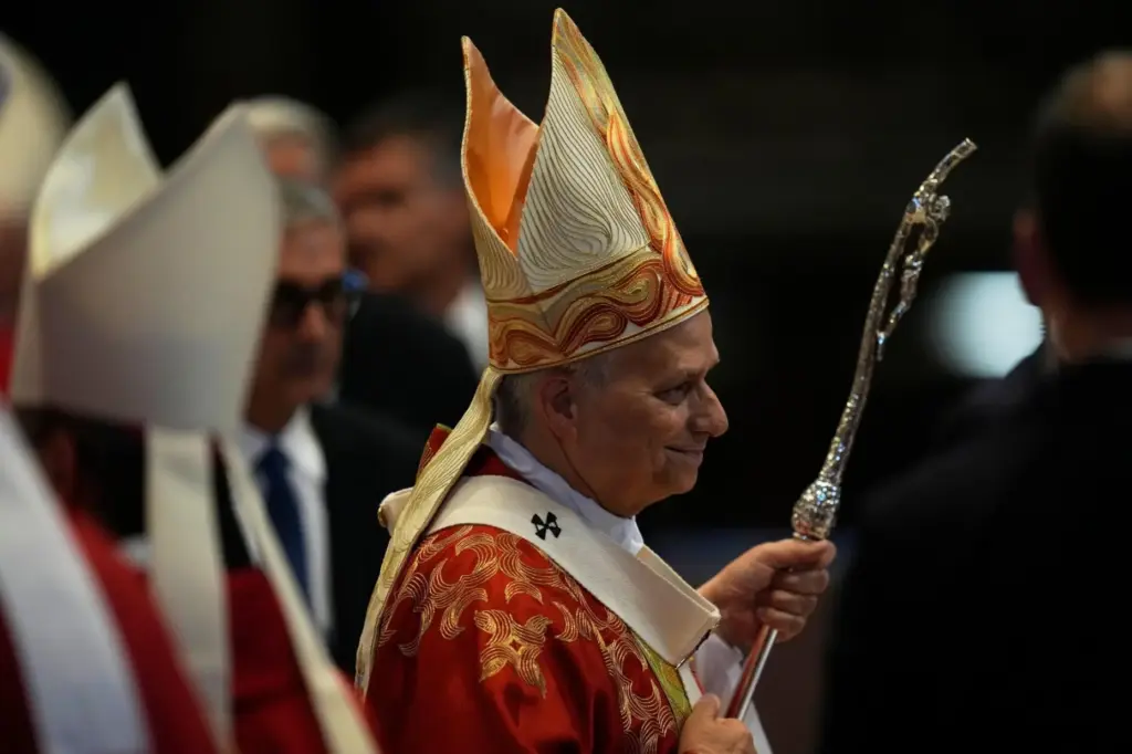 Pope Leo XIV leaves after a Mass.