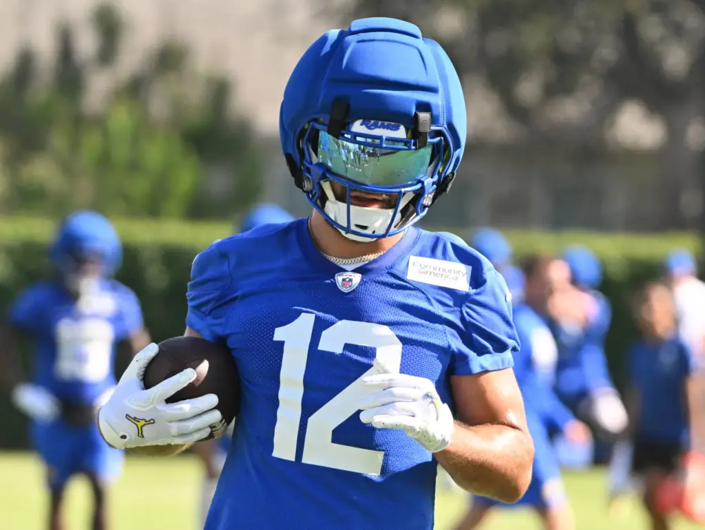 Rams wide receiver Puka Nacua during the first day of...
