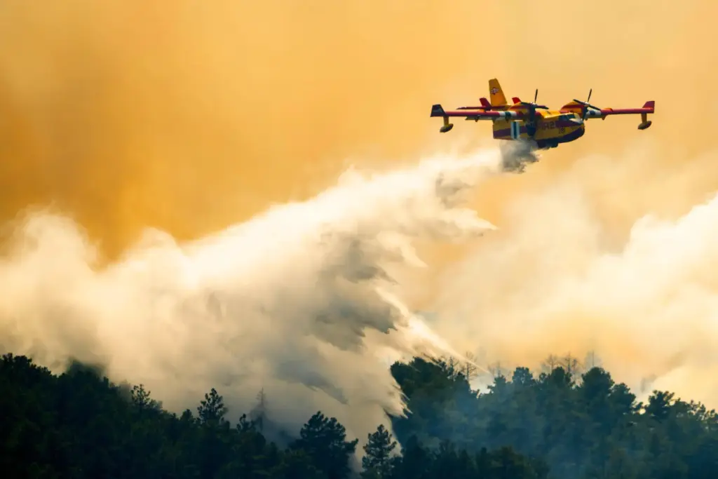 A plane drops a load of water on the Aspen...