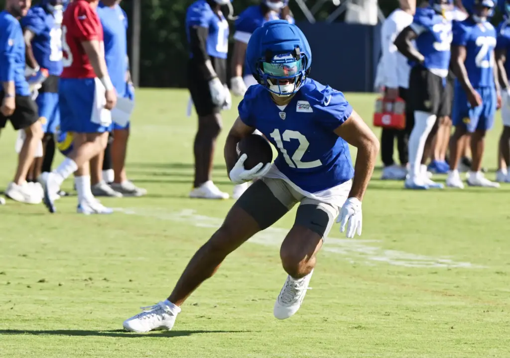 Rams wide receiver Puka Nacua during the first day of...