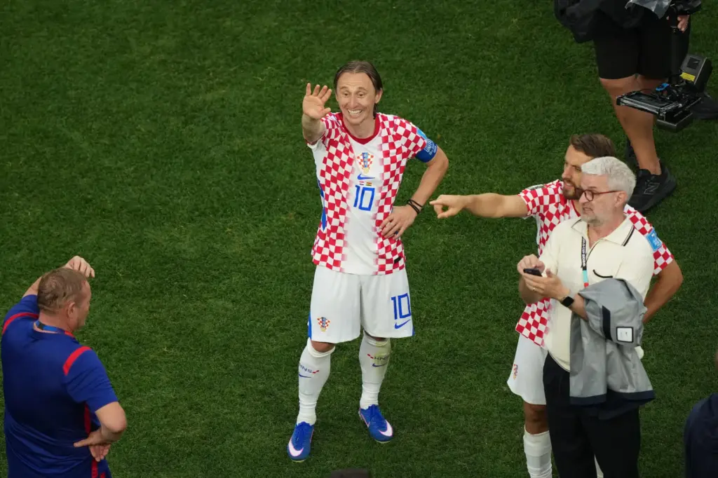 Croatia's Luka Modric (10) celebrates his team's win over Ghana.