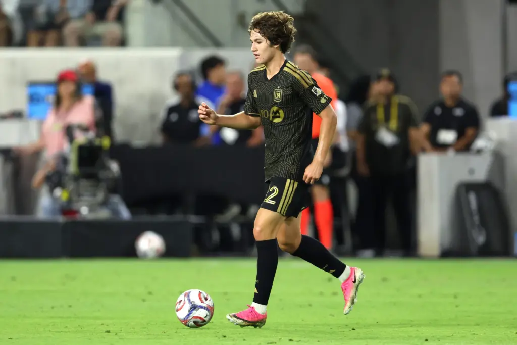 Los Angeles FC midfielder Jude Terry (22) moves the ball...