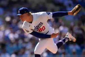 Dodgers’ Eliezer Alfonzo debuts with heavy heart in loss to Padres