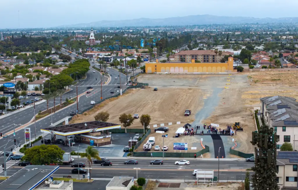 The future site of 39 Commons in Anaheim, CA, on...