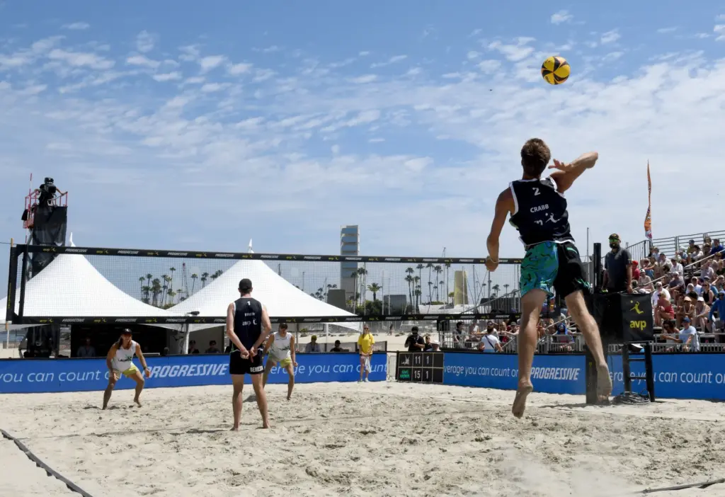 Miami Mayhemâs Taylor Crabb serves the ball against L.A. Launchâs...