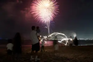 Thousands enjoy three simultaneous Fourth of July fireworks shows along Long Beach coastline