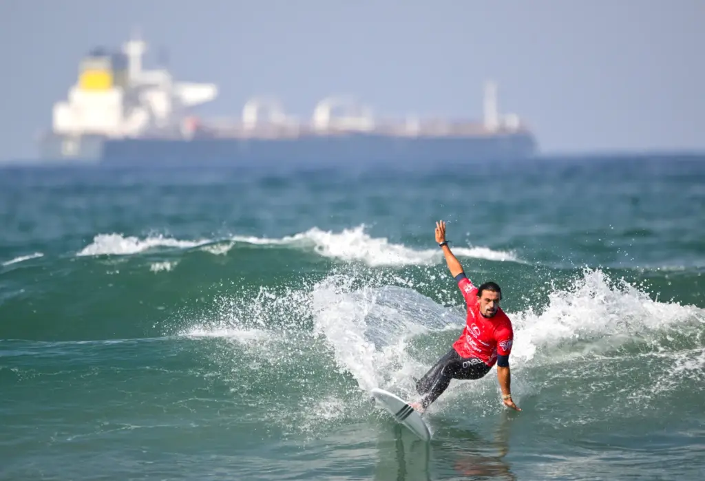 Edouard Delpero competes during the elimination round for the longboard...