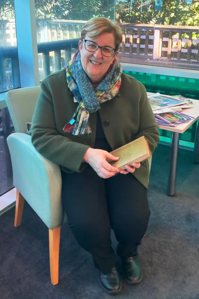 In this photo provided by Jane Thompson, library manager Michelle...