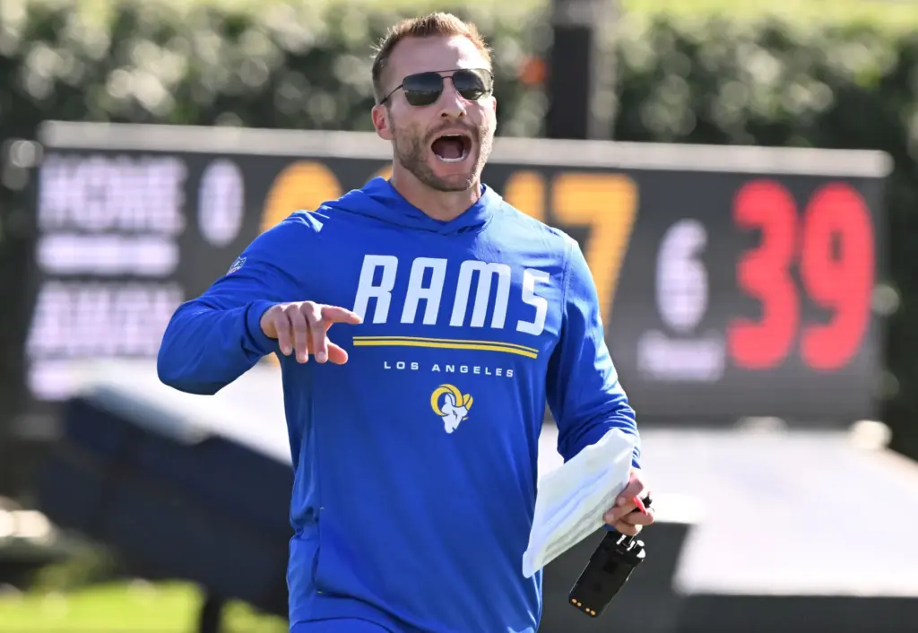 Rams head coach Sean McVay after the first day of...