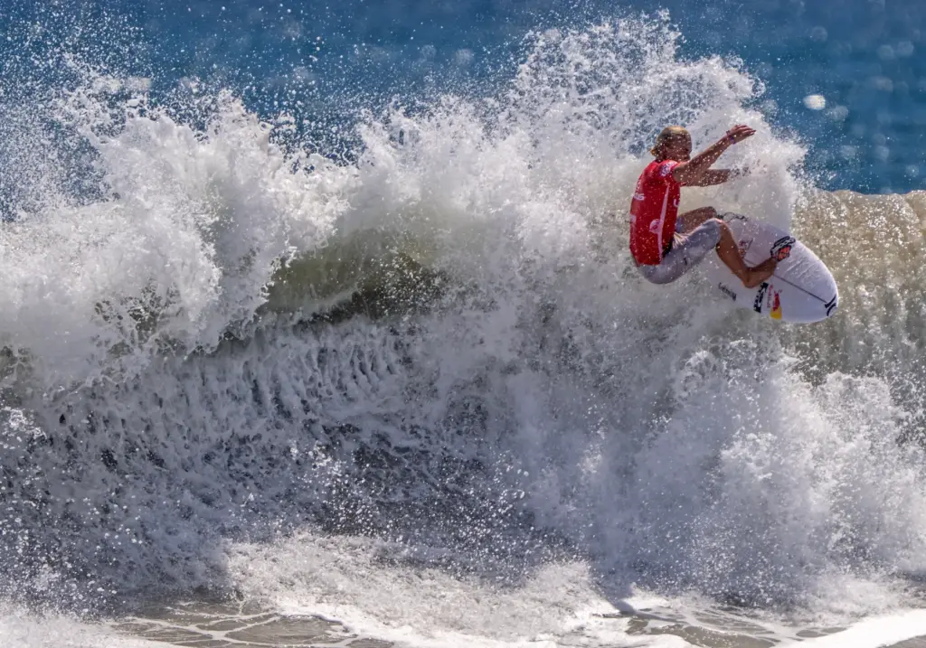 Australian surfer Jarvis Earle competes in the Challenger Series at...