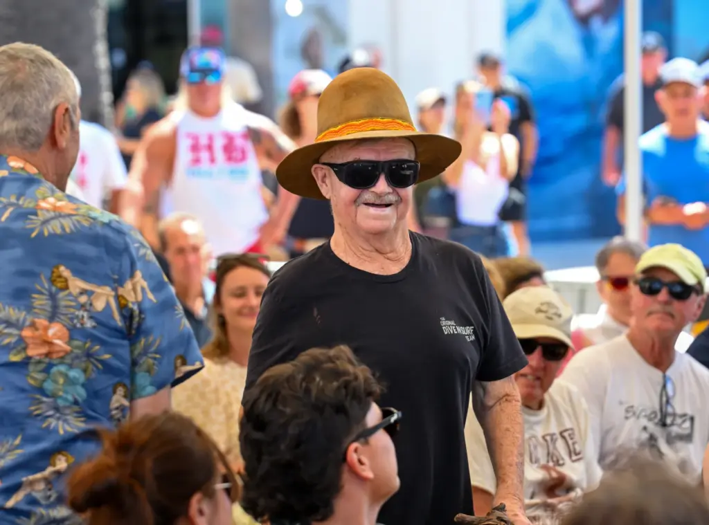 Mike Purpus accepts the Surf Pioneer award during the 2026...