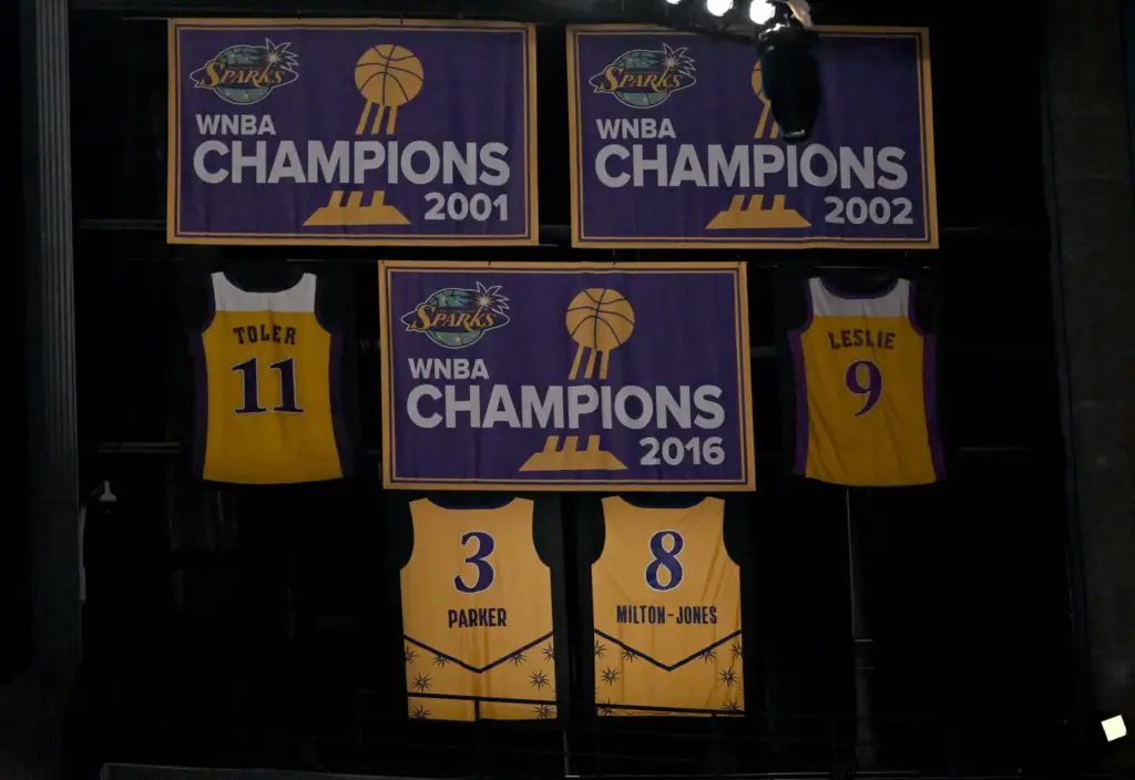 Former Sparks star DeLisha Milton-Jones had her No. 8 jersey...