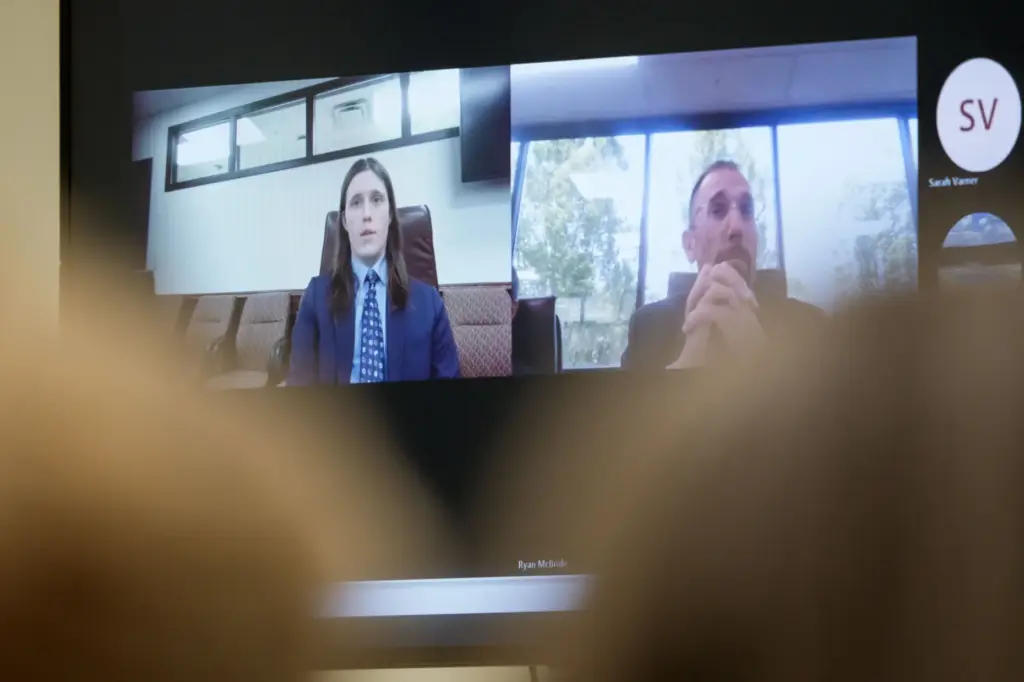 A video interview with Lance Twiggs is shown during a preliminary hearing.