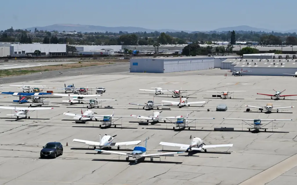 Parked aircraft at Fullerton Airport in Fullerton on Tuesday, July...