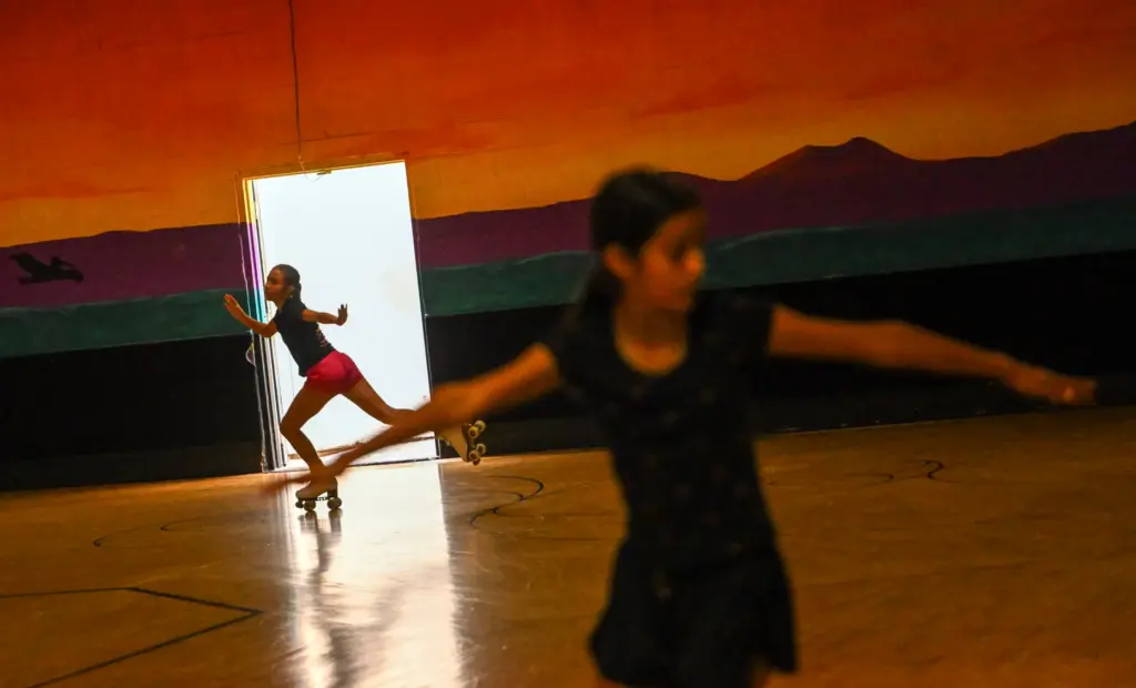 Holiday Artistic Skate Team members Madison Albies, left, and Frankie...