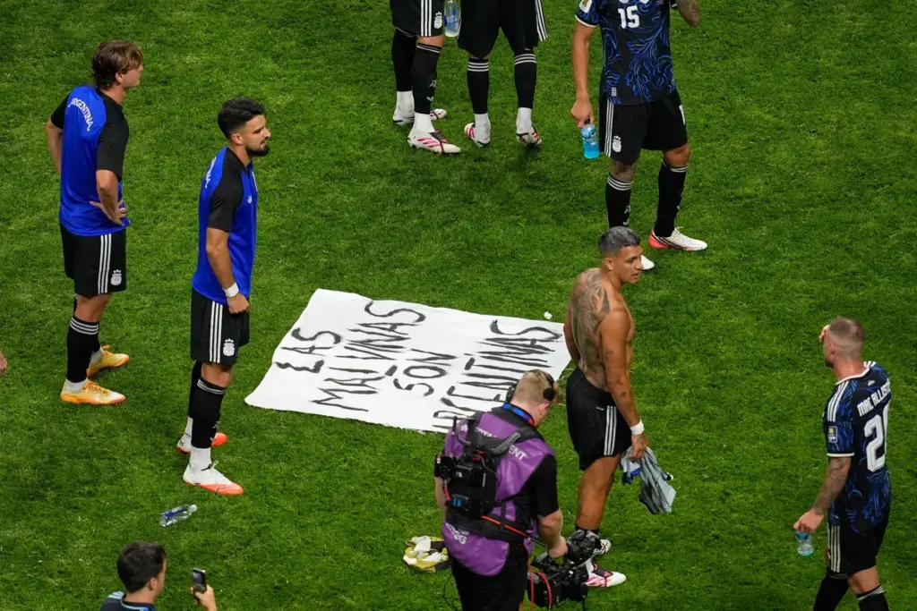 A banner with the words 