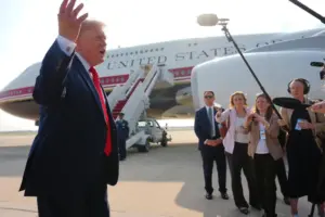 Retrofitted Qatari jet takes flight as Air Force One for Trump’s trip to North Dakota