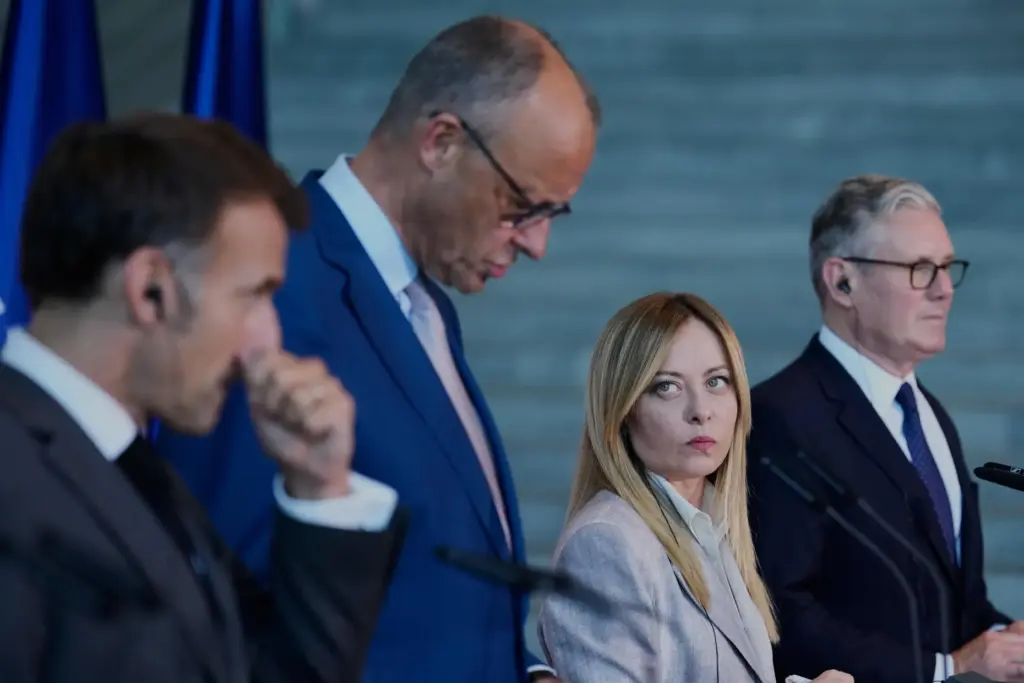 Emmanuel Macron, Friedrich Merz, Giorgia Meloni and Keir Starmer.