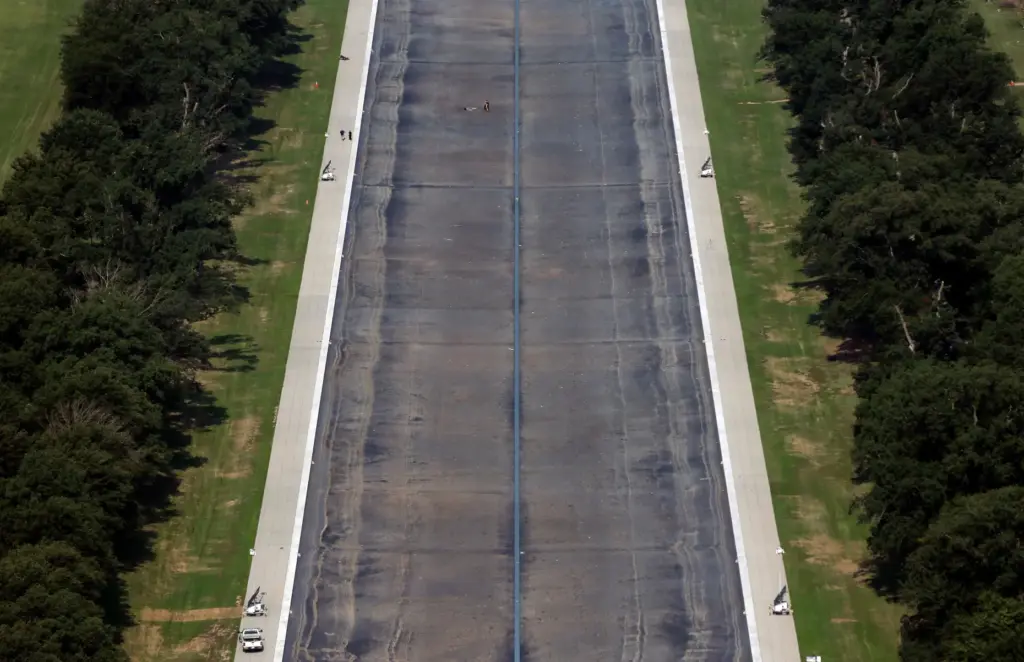 The Reflecting Pool is seen from the Washington Monument, Wednesday,...