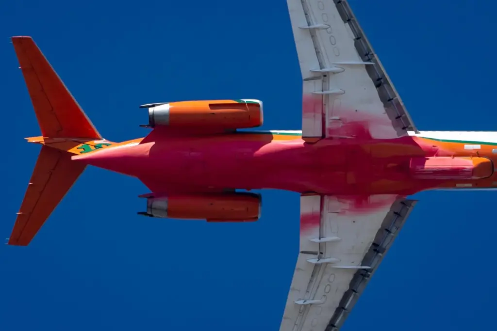 An Erickson Aero Tanker flies to refill after dropping fire...