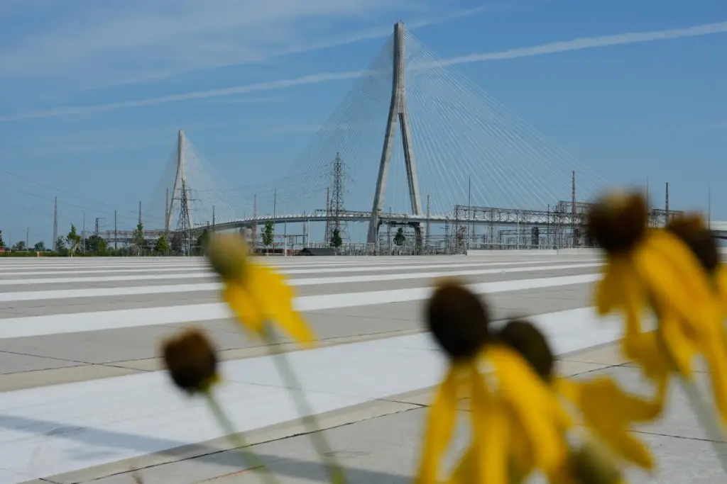 The Gordie Howe International bridge connecting Detroit and Windsor, Ontario.