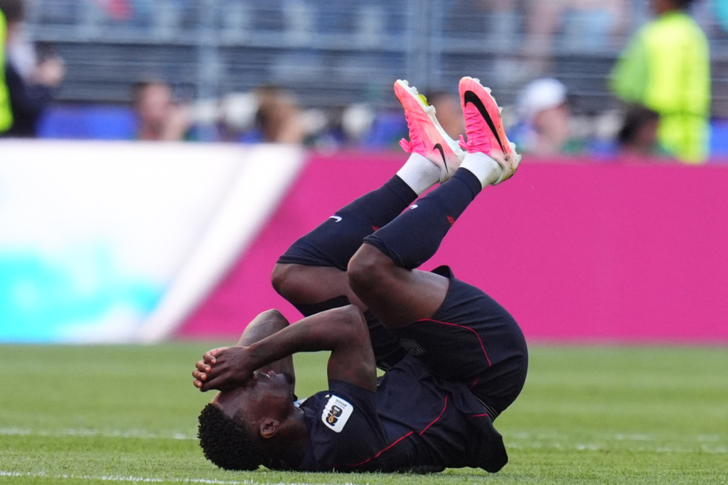 United States’ Folarin Balogun reacts after the third goal of...