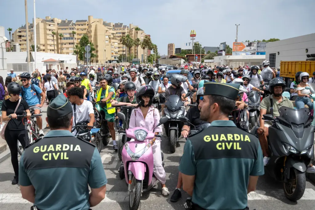 Motorists cross the Gibraltar-Spain border.