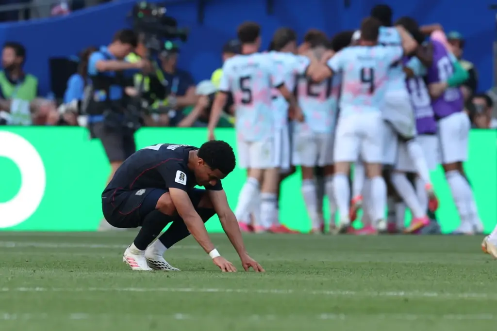 United States’ Malik Tillman (17) reacts after Belgium’s fourth goal...