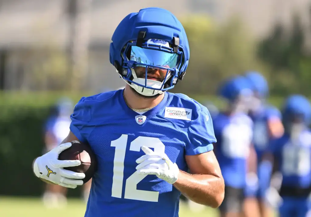 Rams wide receiver Puka Nacua during the first day of...