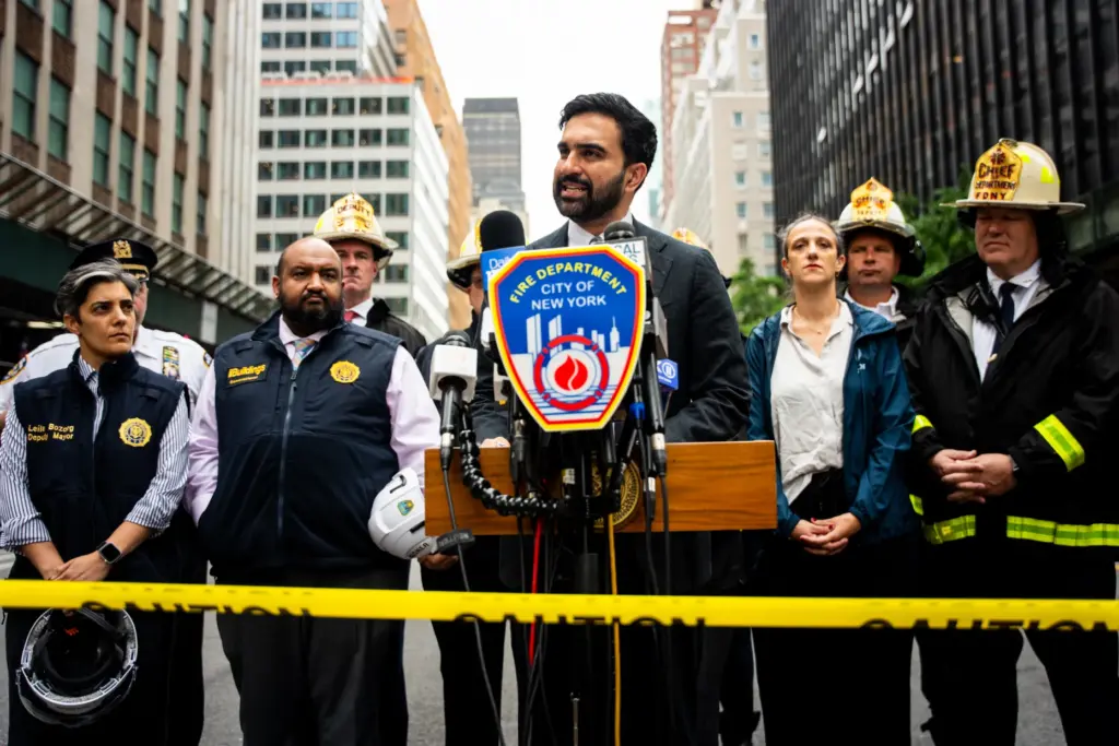New York City Mayor Zohran Mamdani speaks about the unstable...