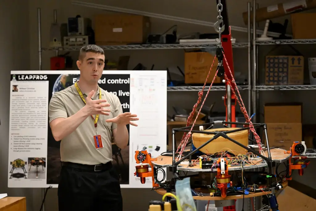Graduate student Trevor Gross gives a tour of his lab...