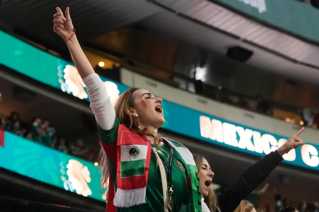 Fans react before the start of the World Cup round...