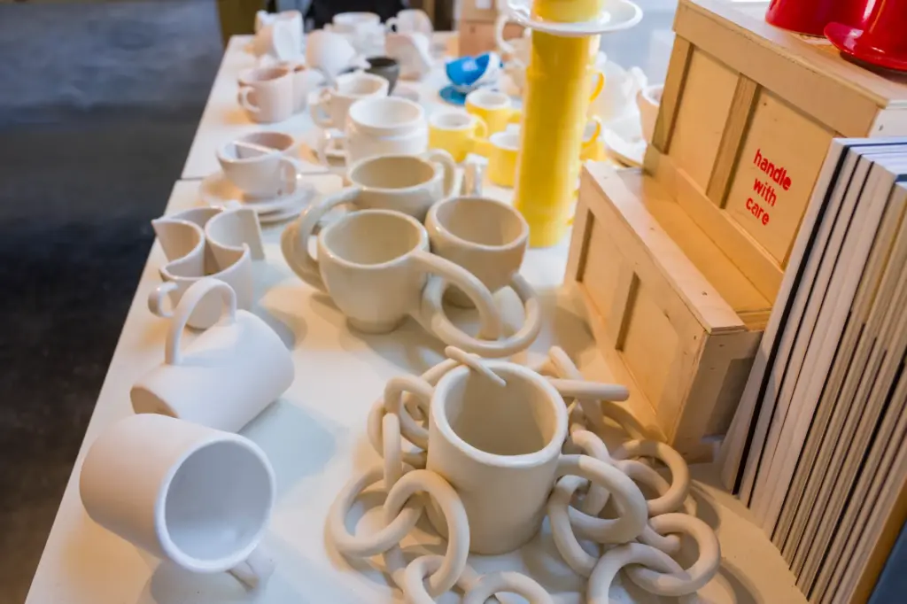 Cups from artist Misty Choiâs project, âCuppyBreak,â at Cal State...