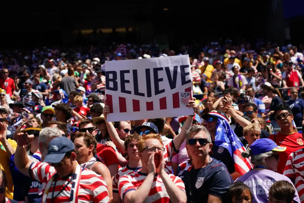 US fans react after the World Cup Group D soccer...