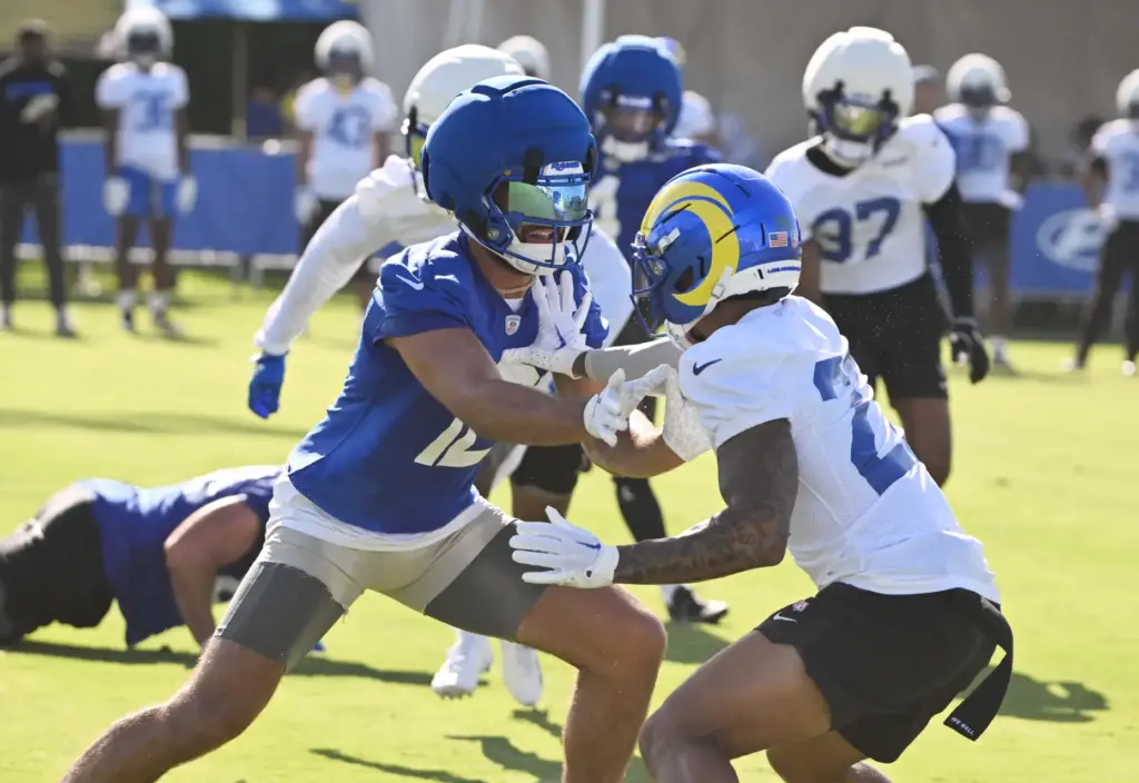 Rams wide receiver Puka Nacua during the first day of...