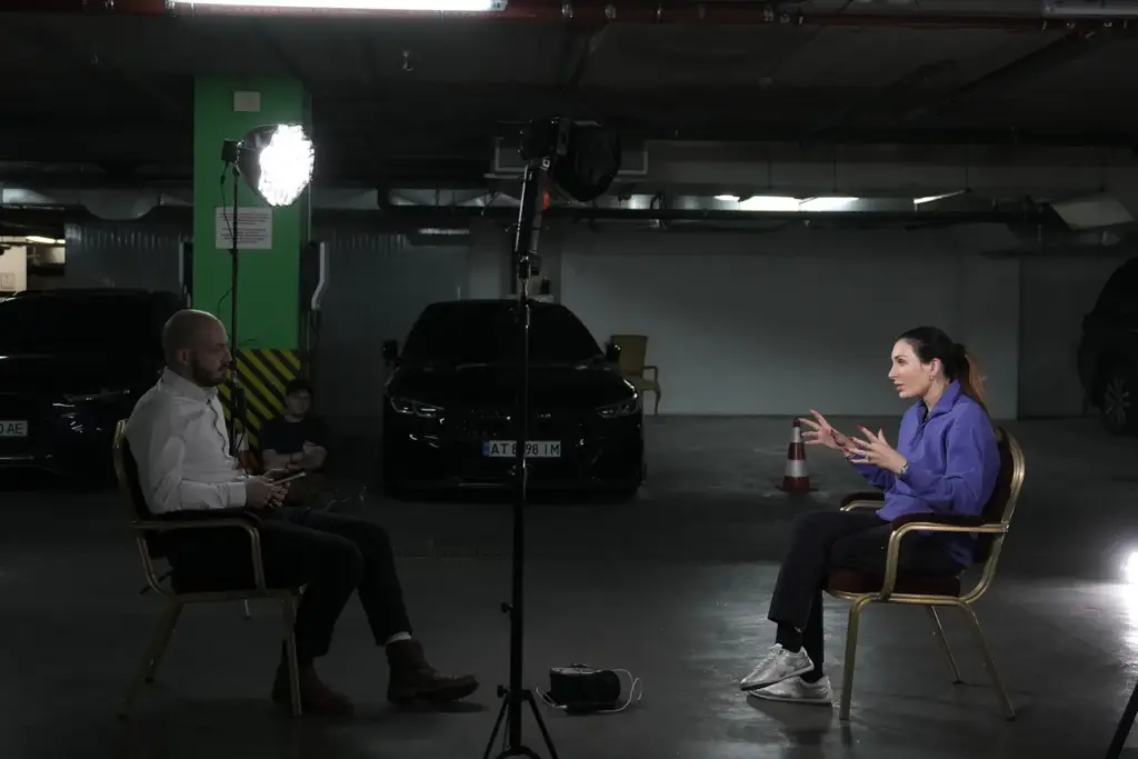 Laura Loomer speaks during her interview with The Associated Press.