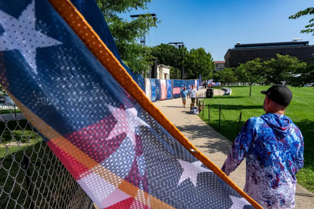Fencing surrounds the area for the America 250 celebration near...