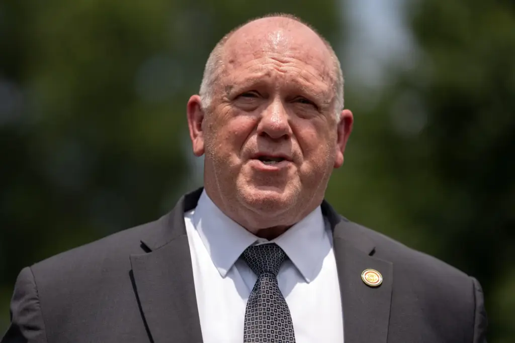 White House border czar Tom Homan speaks with reporters outside...